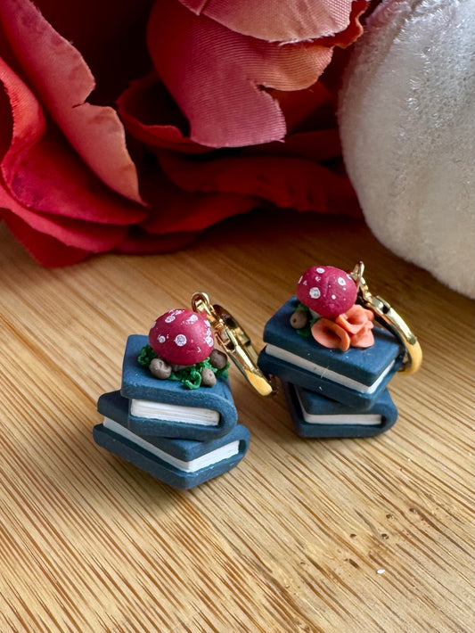 Navy Mushroom Book Stack