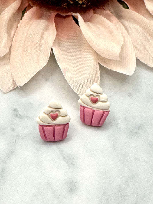 Heart Cupcake Studs