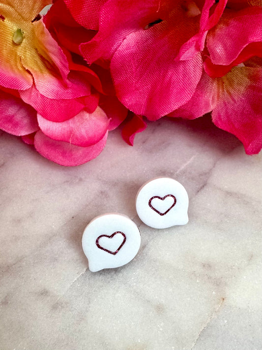 Glitter Heart Speech Bubble Stud