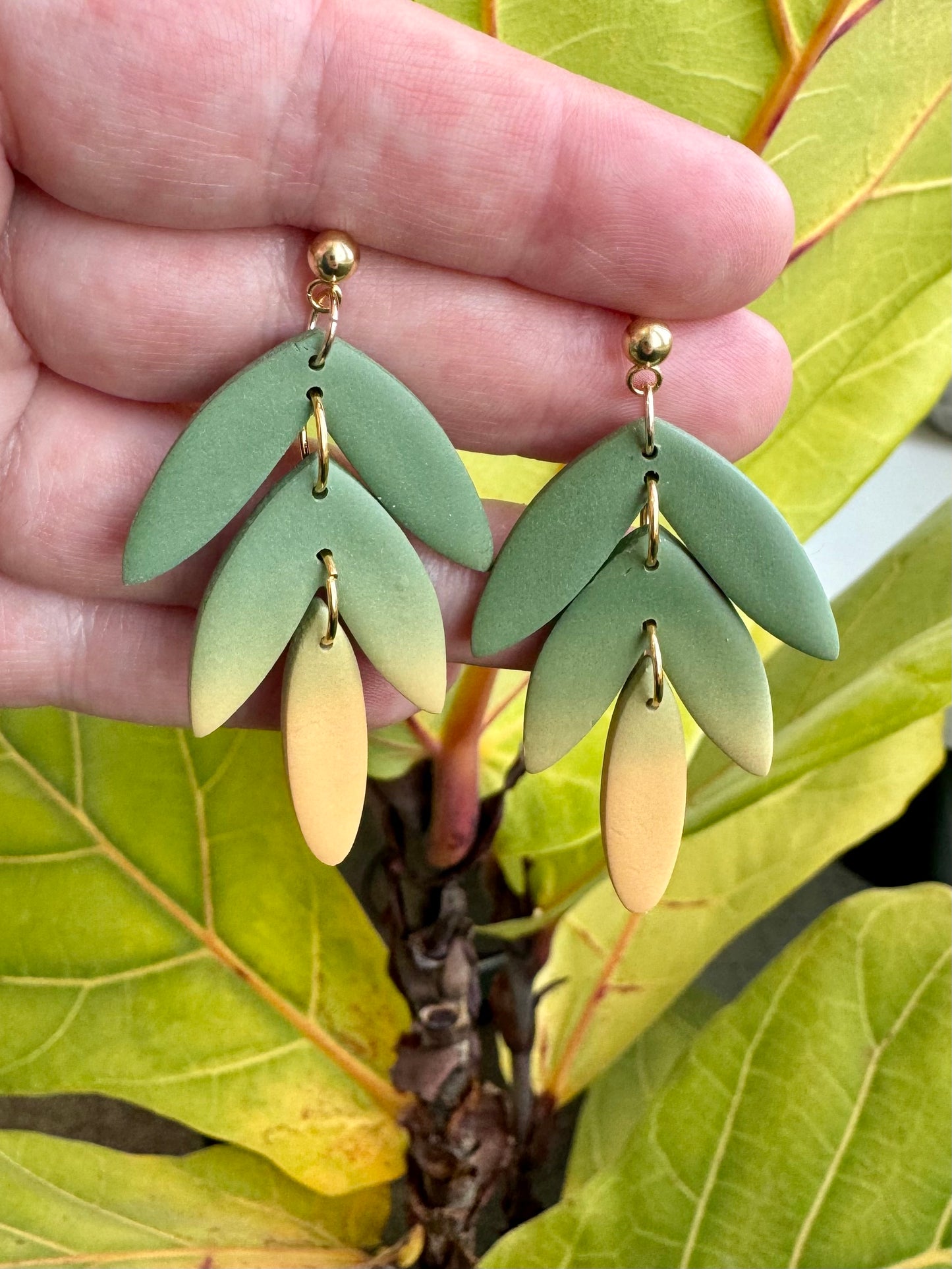Green Fall Fern Dangles