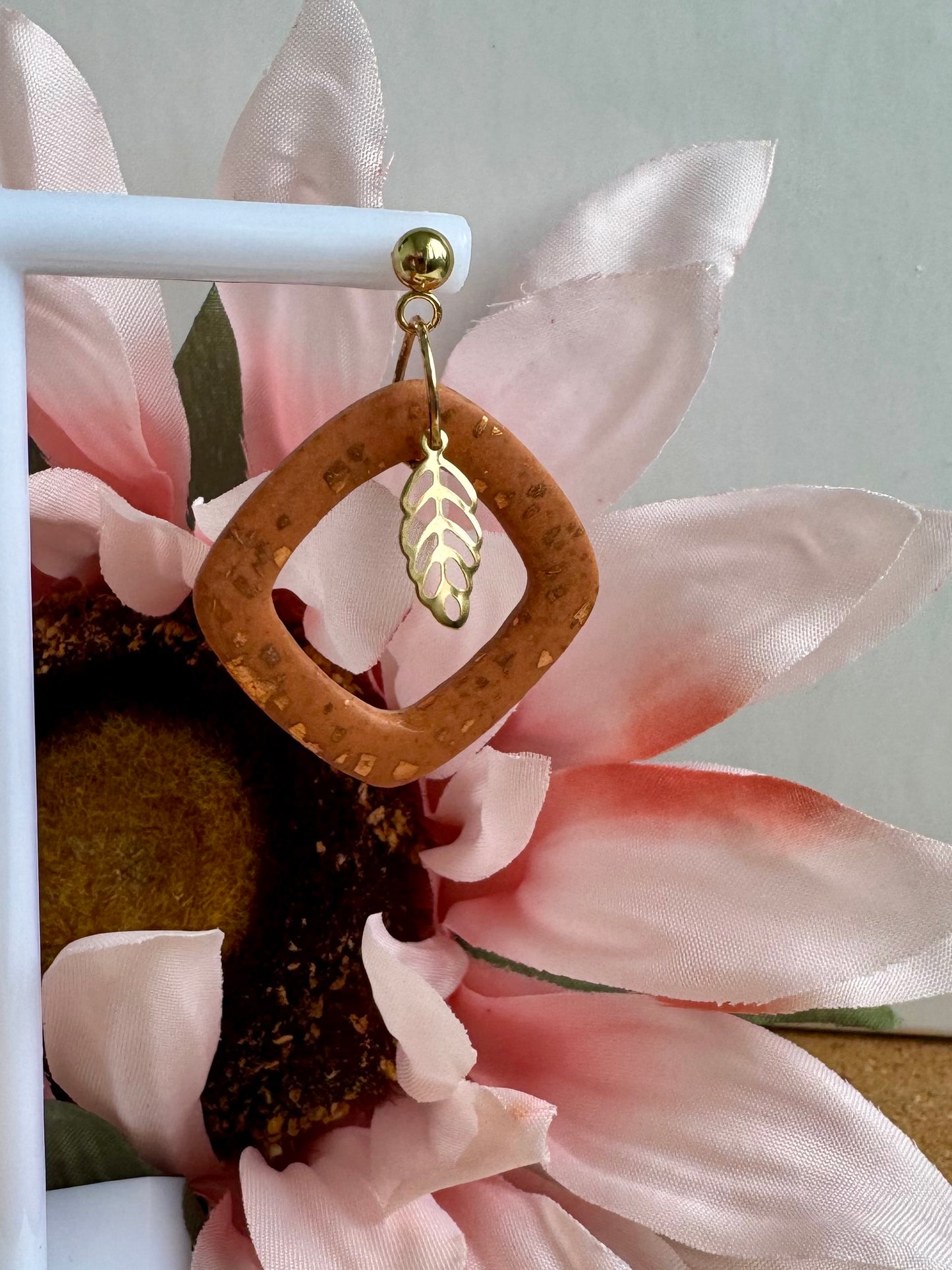 Brass Leaf Orange Dangle