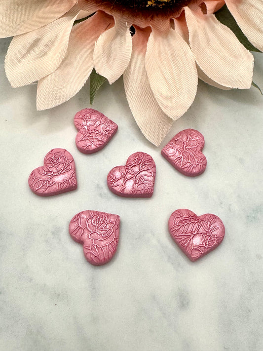 Pearly Pink Rose Heart Stud