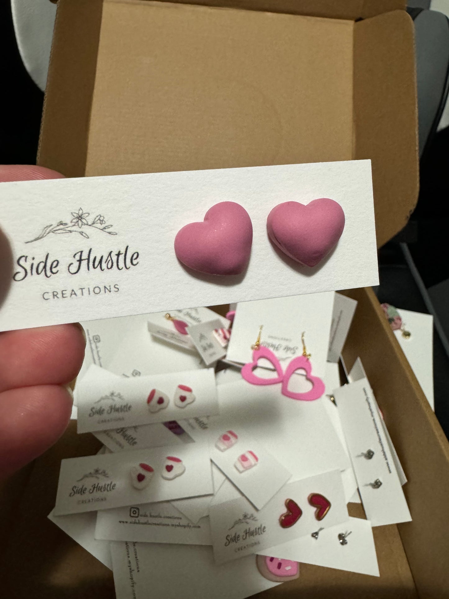 Pink Puffy Heart Stud