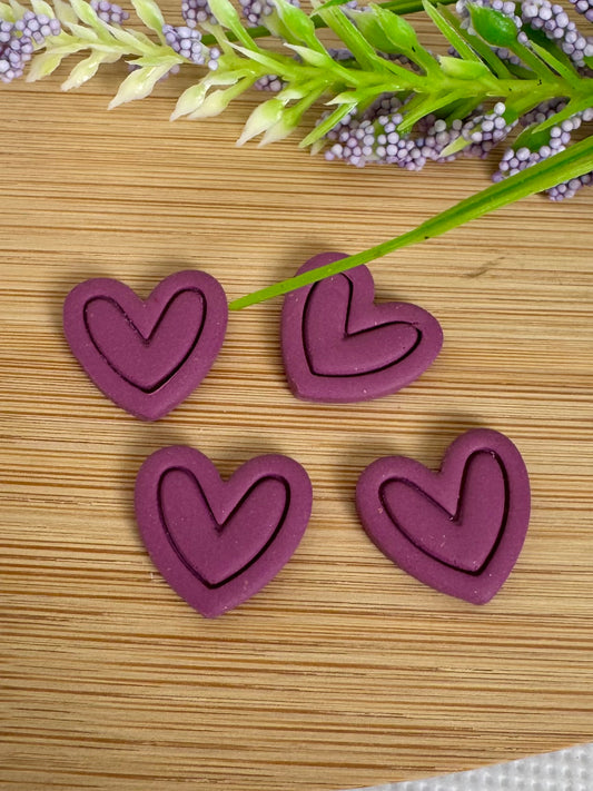 Purple Outlined Heart Stud