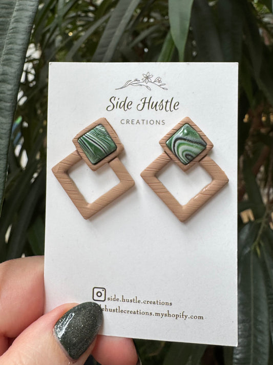 Green Marble Patricia Statement Stud
