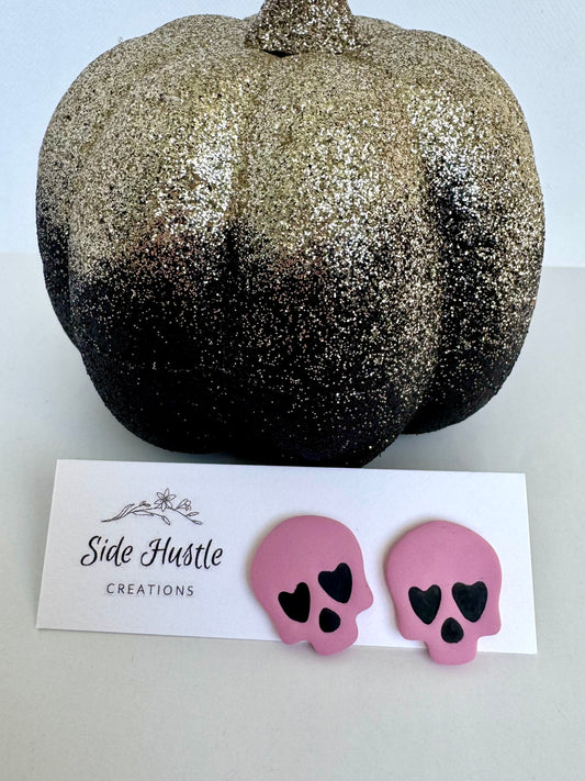 Pink Skull Statement Stud