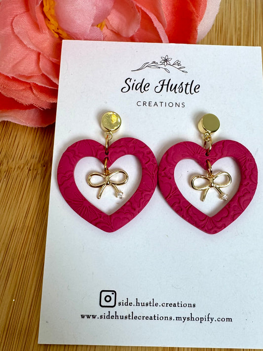 Floating Bow Heart Dangle