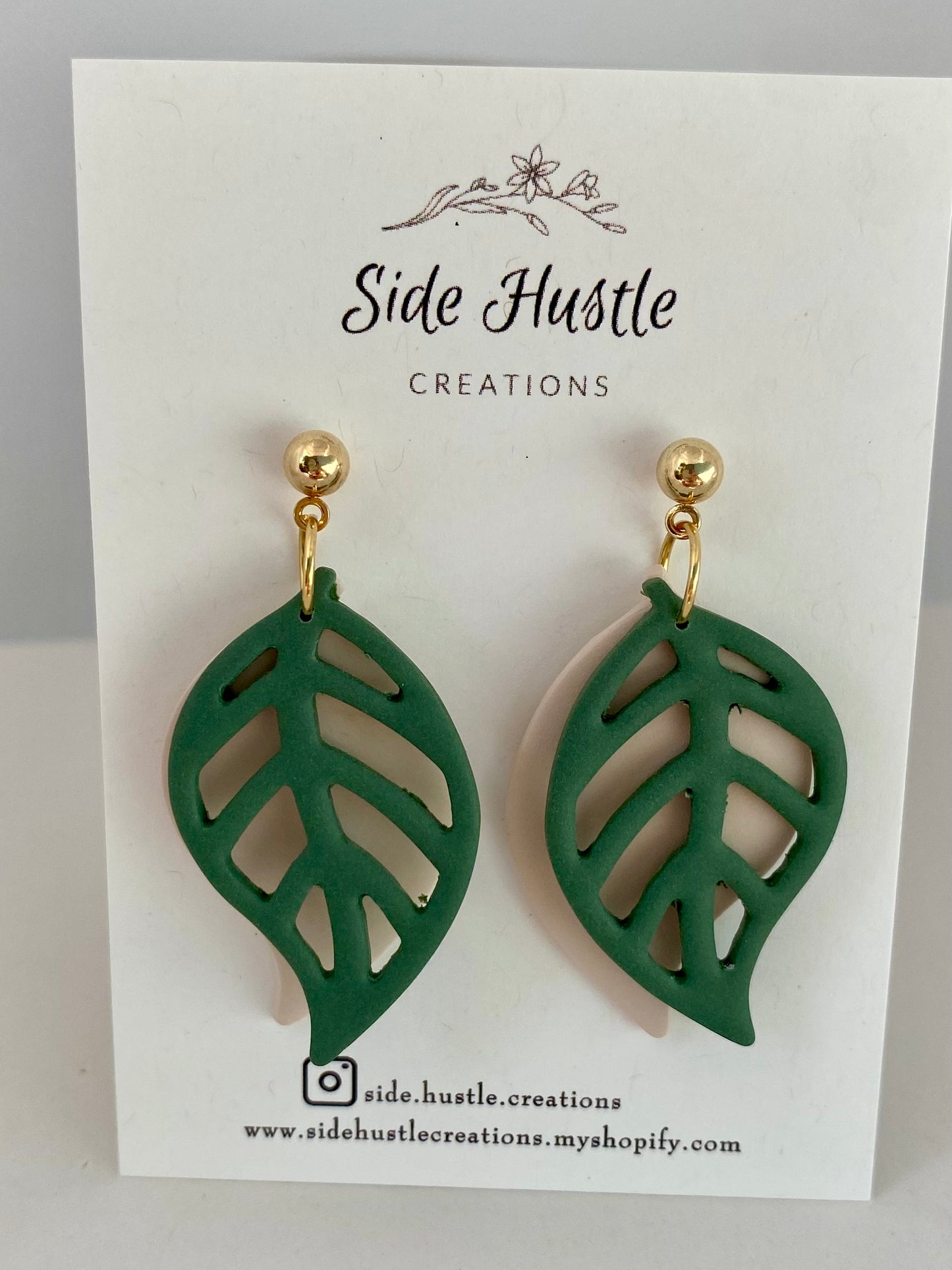 Green and Cream Statement Leaf Duo