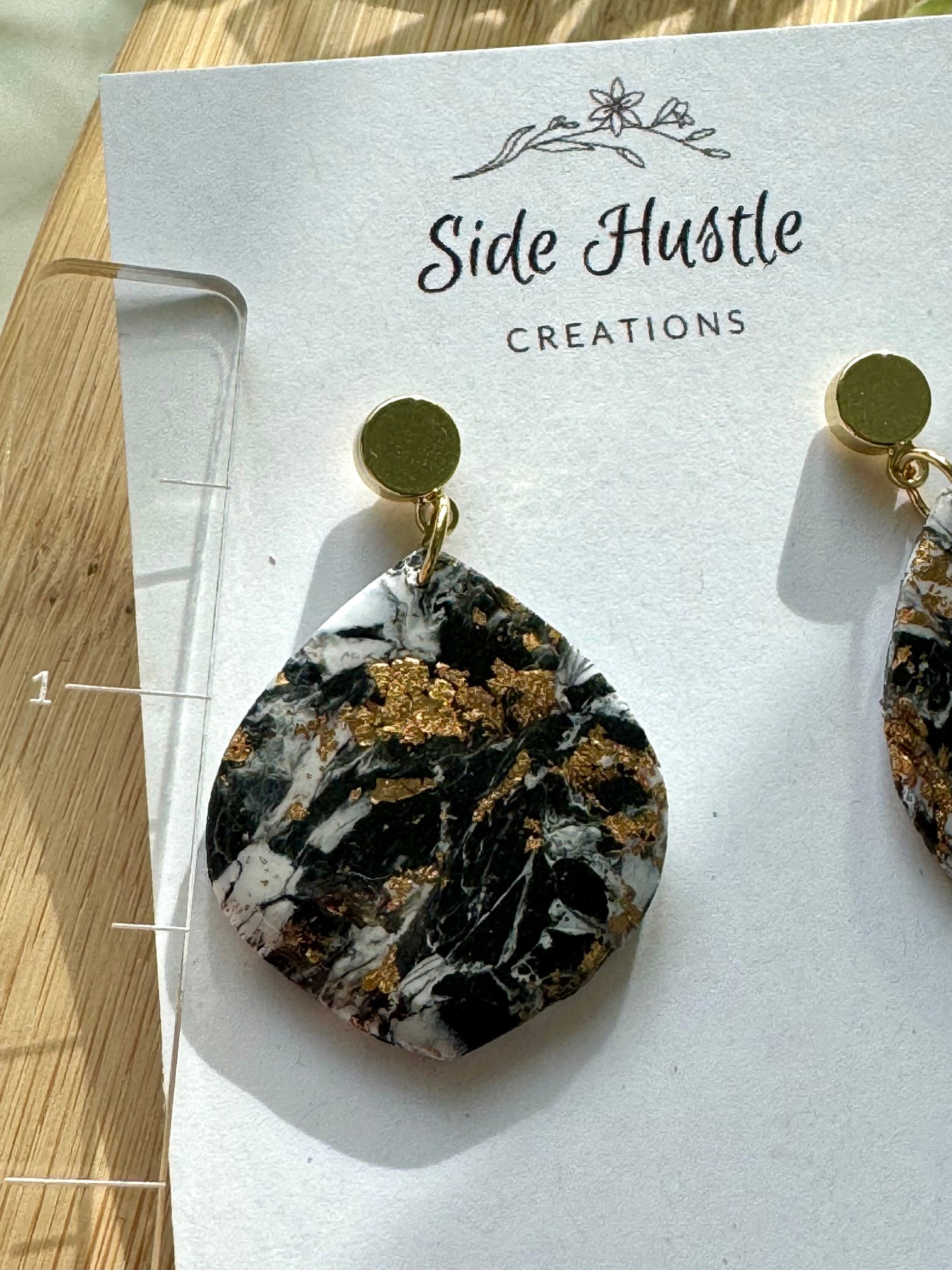 Dark Marble Daphne Dangle