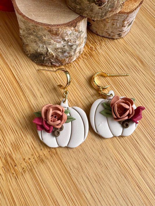 Cream Floral Pumpkin