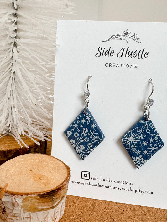 Navy SnowFlake Diamond Dangle
