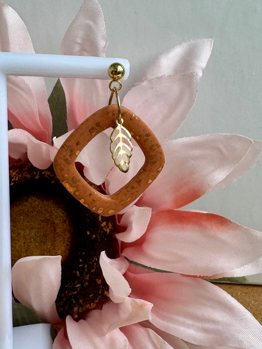 Brass Leaf Orange Dangle