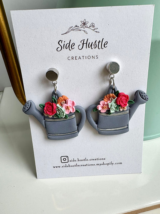 Floral Watering Can Earrings