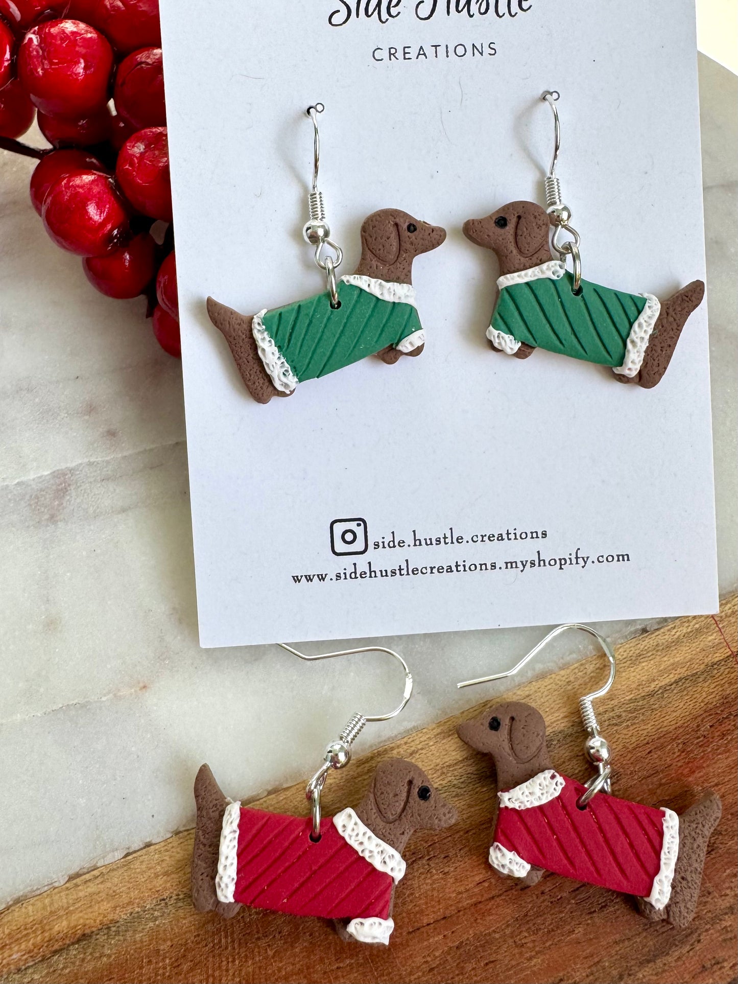 Cozy Wiener Dog Dangles