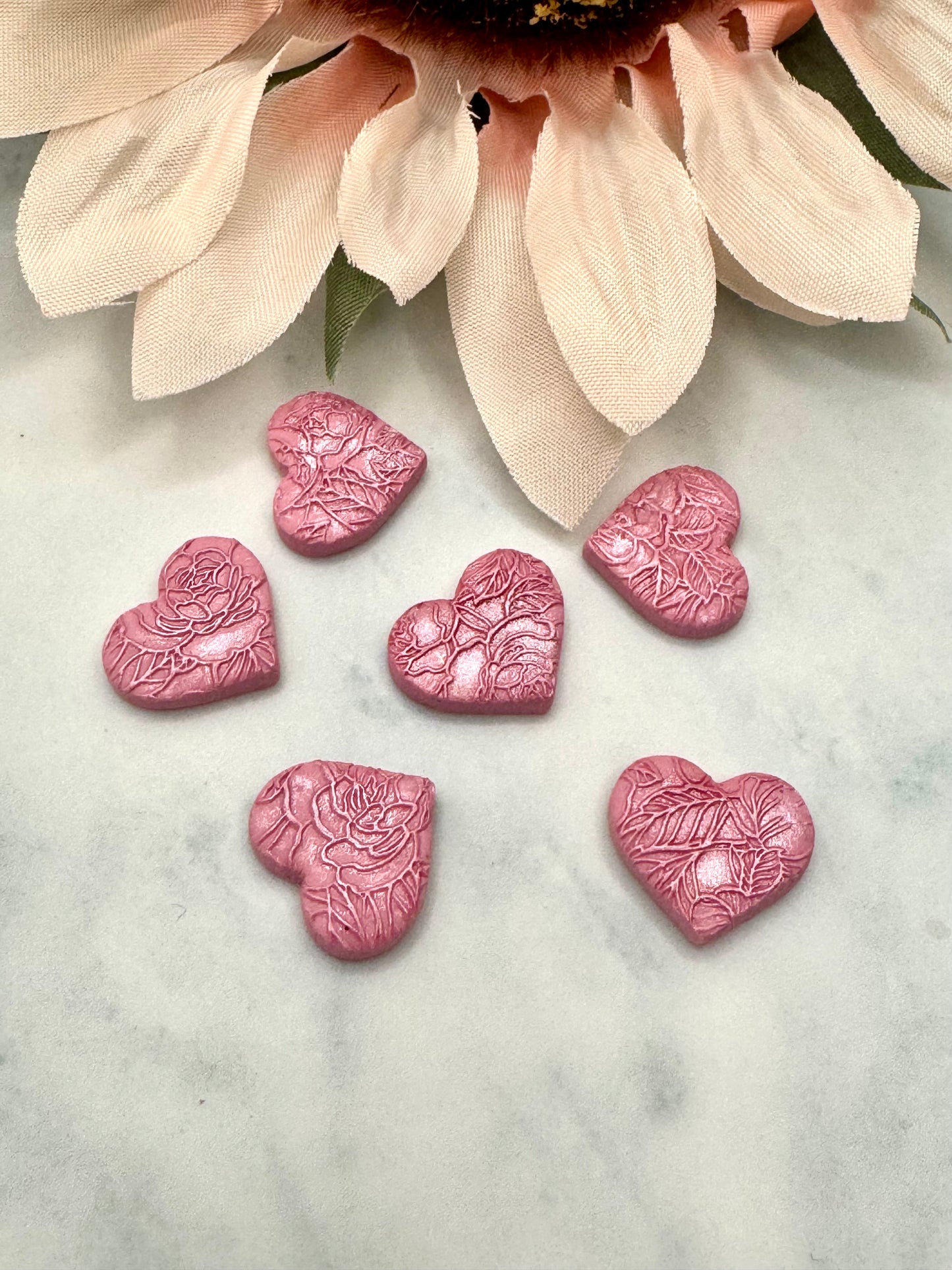 Pearly Pink Rose Heart Stud