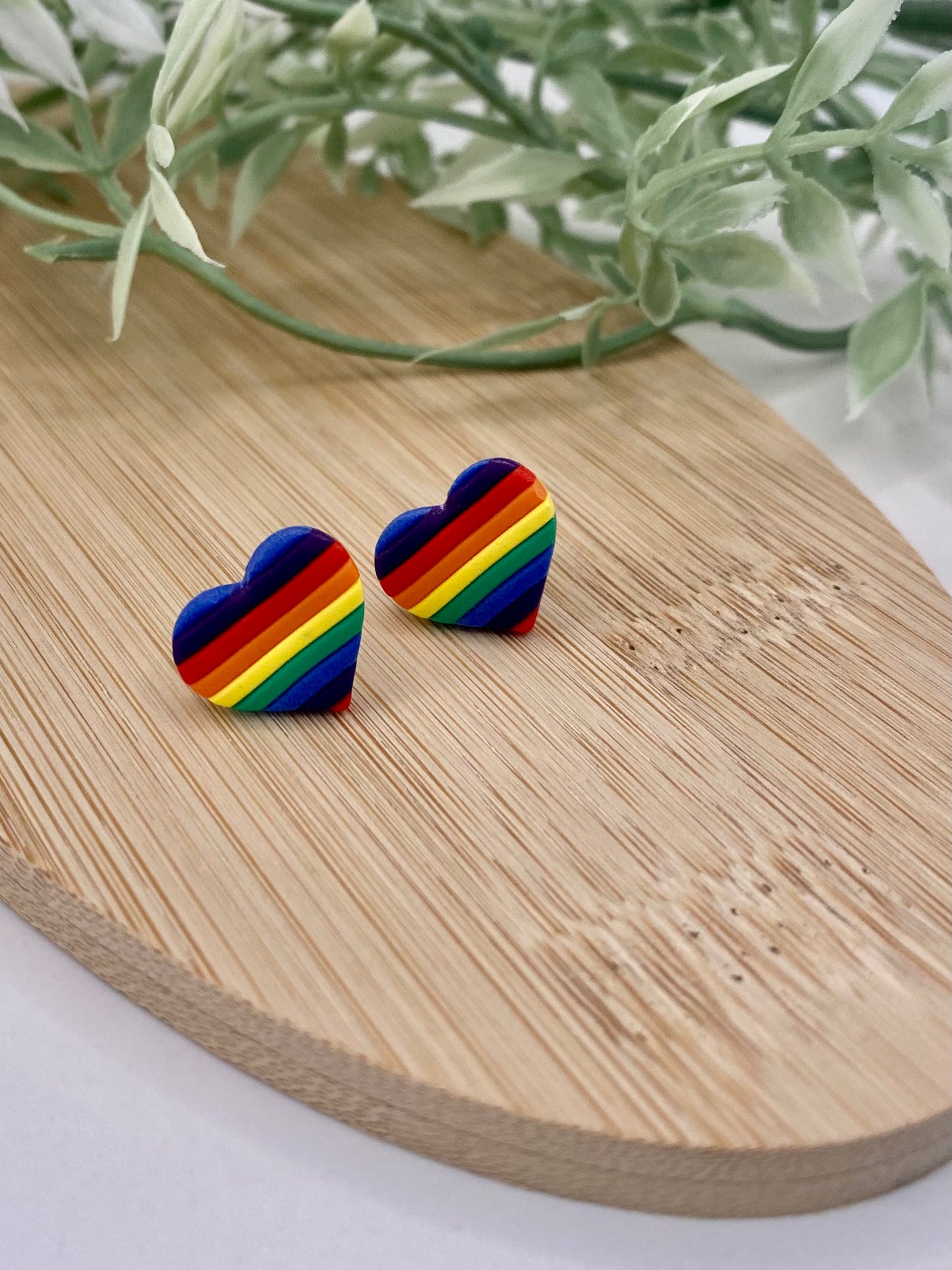 Rainbow Heart Studs
